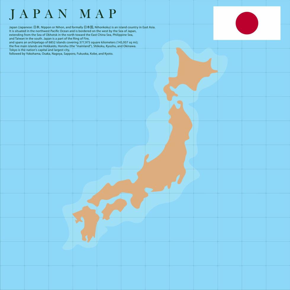 mapa do país japão com bandeira da nação vetor