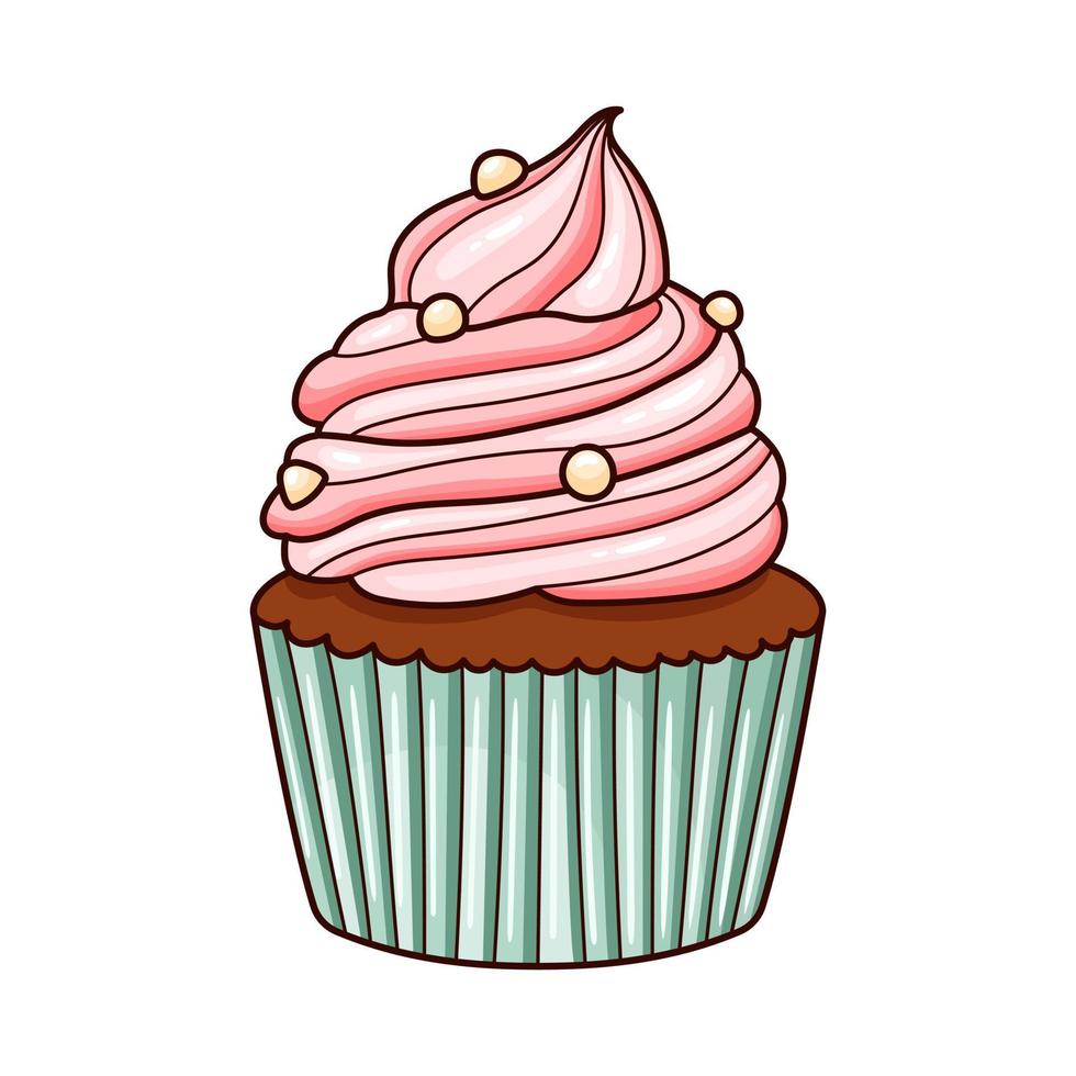 muffin, ilustração vetorial com creme vetor