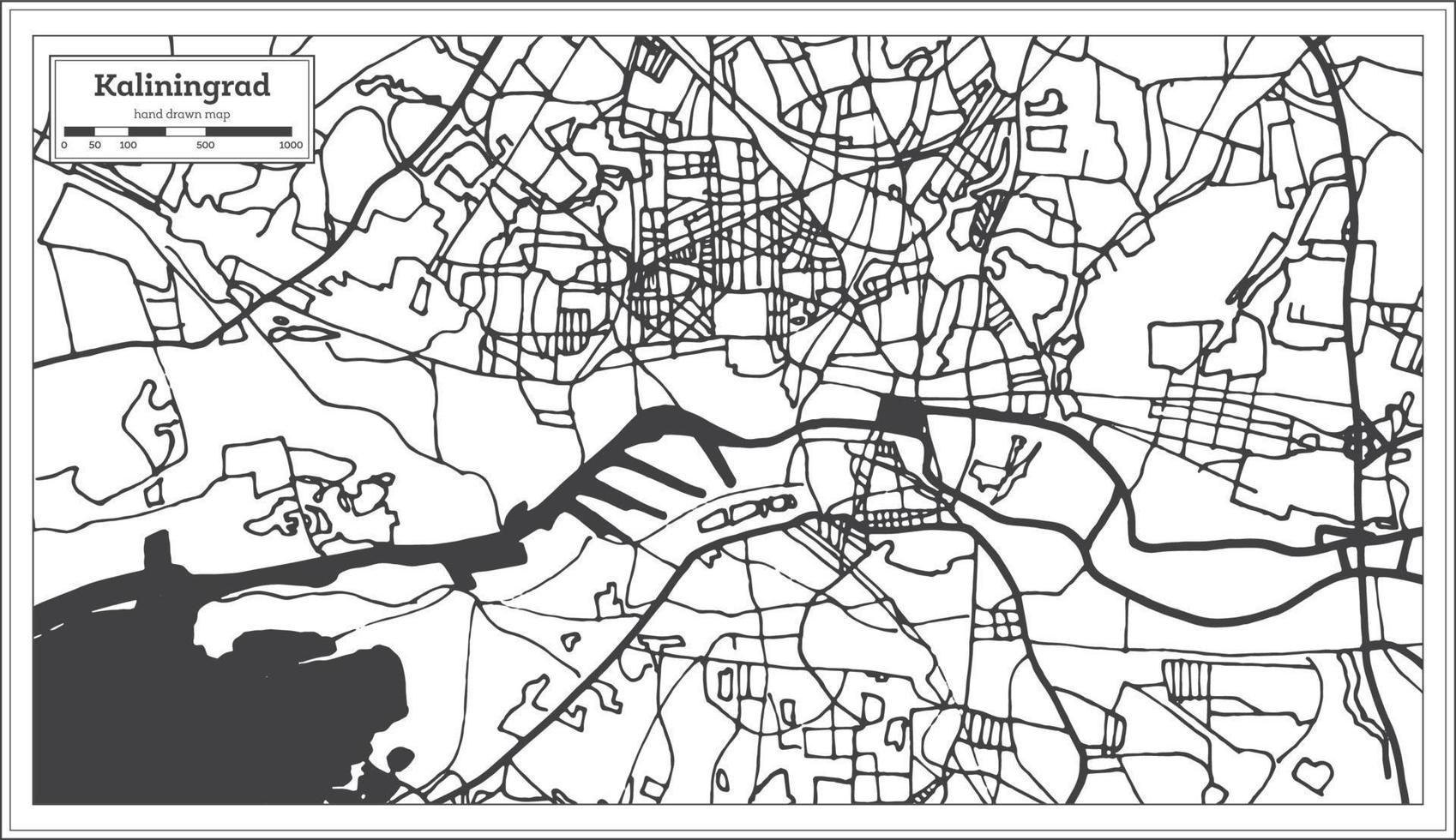 mapa da cidade de kaliningrado rússia em estilo retrô. mapa de contorno. vetor