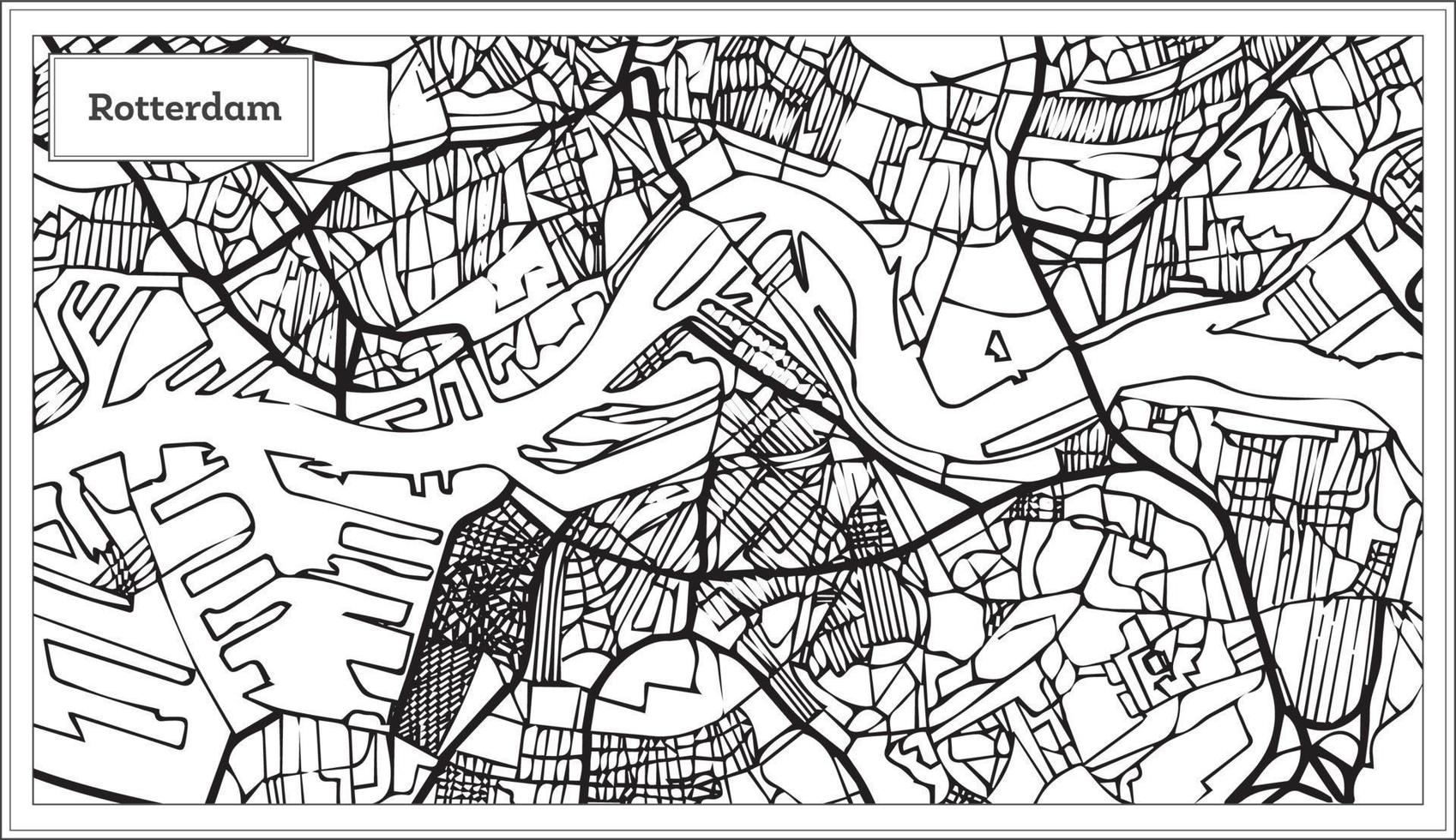 mapa de Rotterdam na cor preto e branco. vetor