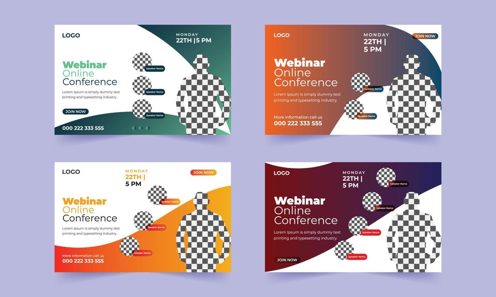 conferência de webinar de negócios corporativos mídia social pós design de banner da web. conferência de negócios corporativos on-line design de modelo de convite de banner de webinar ao vivo. vetor