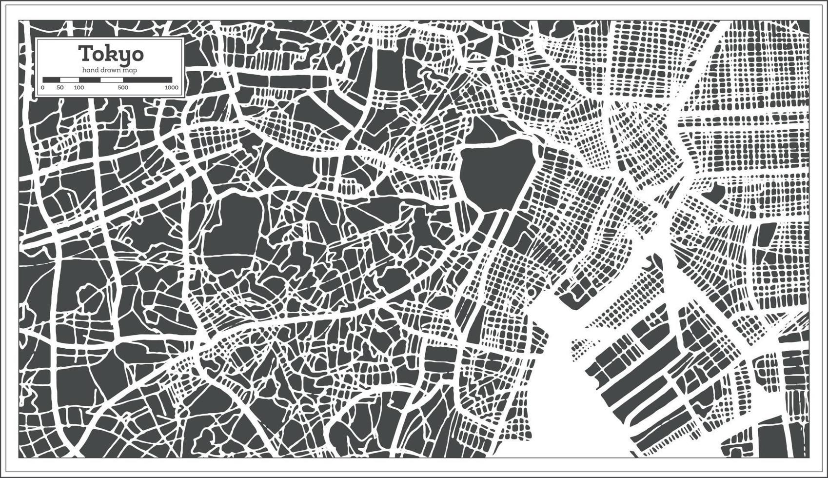 mapa da cidade de Tóquio Japão em estilo retrô. mapa de contorno. vetor