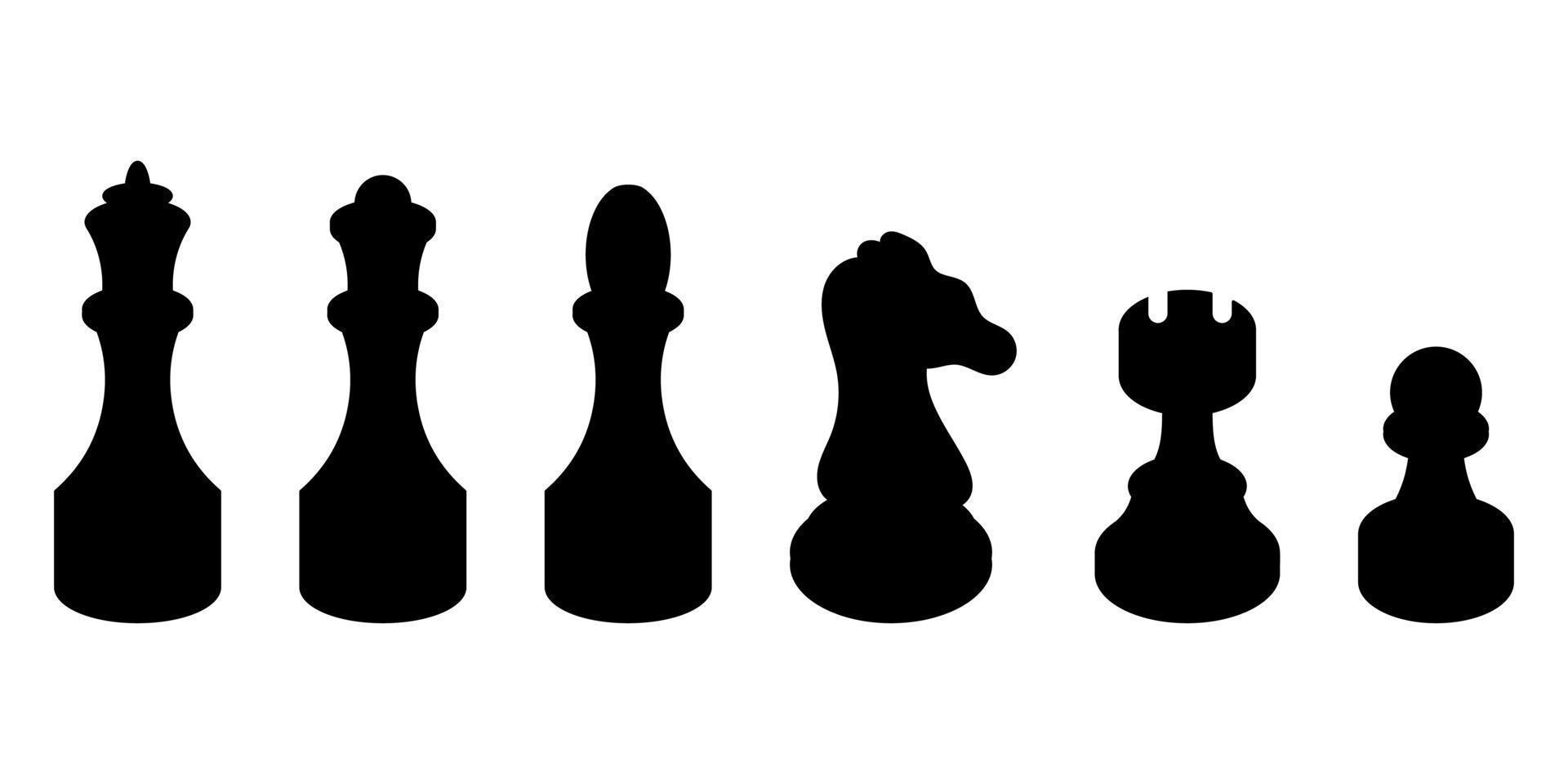 conjunto de silhueta de peça de xadrez. isolado no fundo branco. vetor