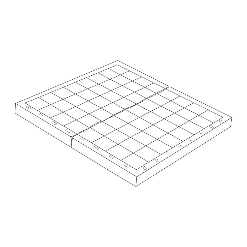 ilustração de tabuleiro de xadrez de contorno. isolado no fundo branco. vetor