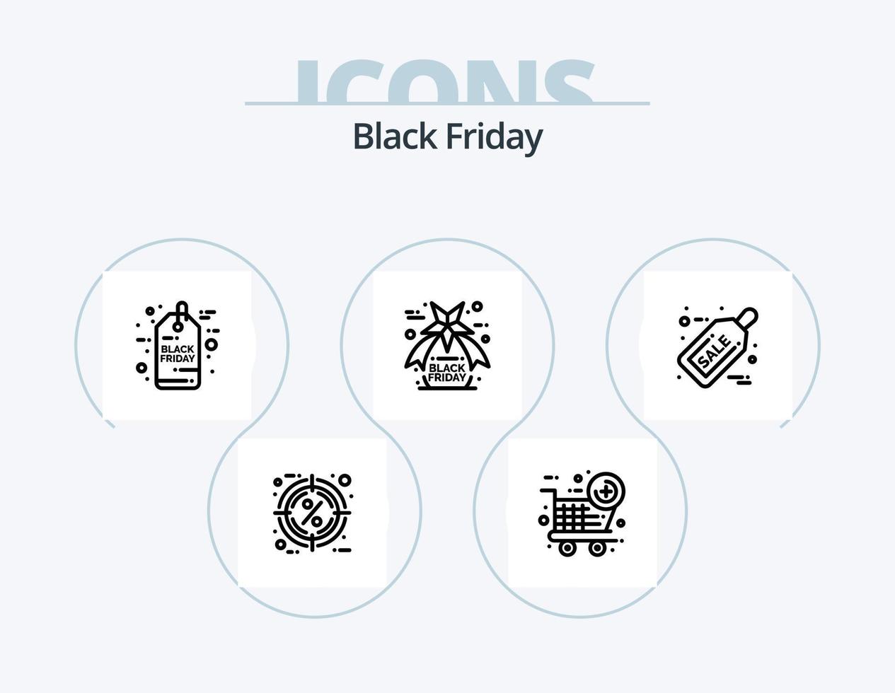 ícone da linha de sexta-feira negra pack 5 design de ícones. venda. Sexta-feira. presentes. desconto. Shopping vetor