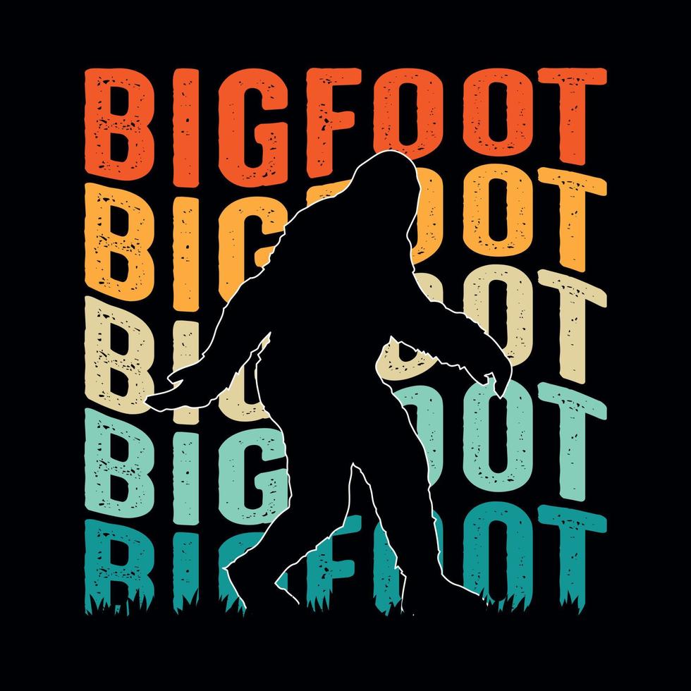 design de camiseta vintage, retro fundo bigfoot vetor