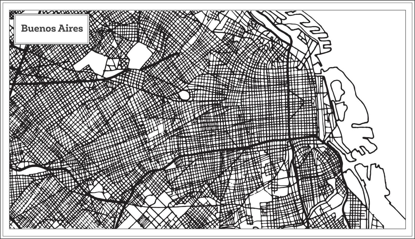 mapa da cidade de buenos aires argentina na cor preto e branco. vetor