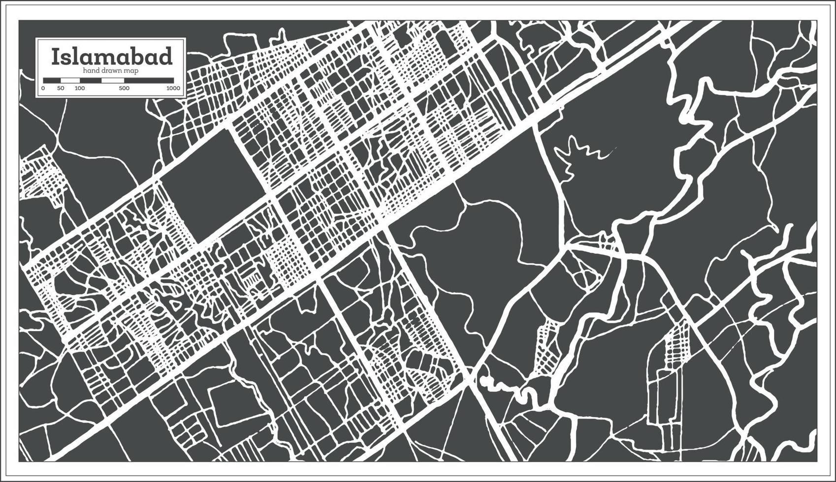 Mapa da cidade de Islamabad Paquistão em estilo retrô. mapa de contorno. vetor