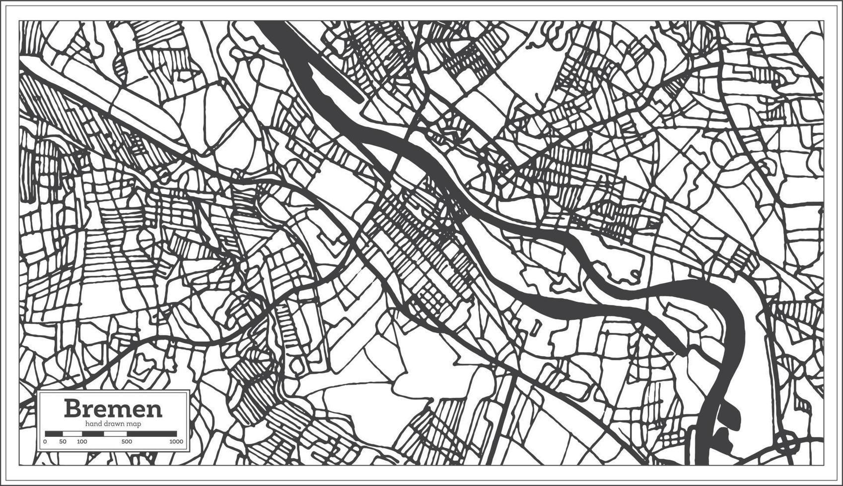 Mapa da cidade de Bremen Alemanha em estilo retrô. mapa de contorno. vetor