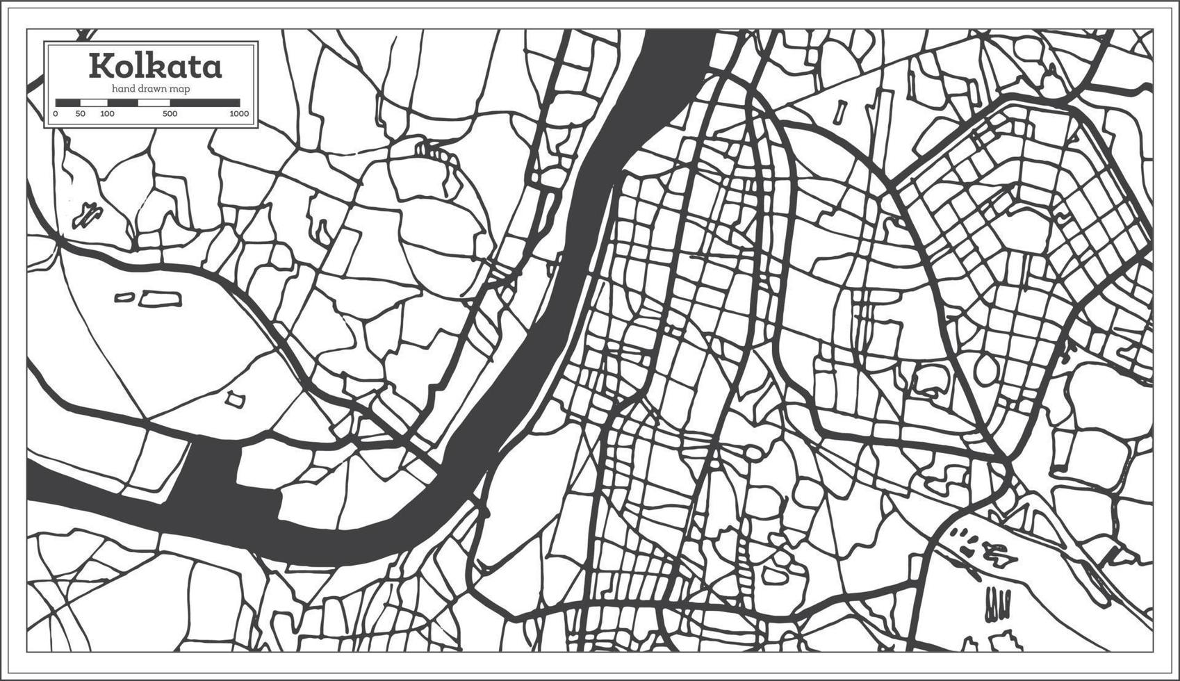 Kolkata Índia mapa da cidade em estilo retrô. mapa de contorno. vetor