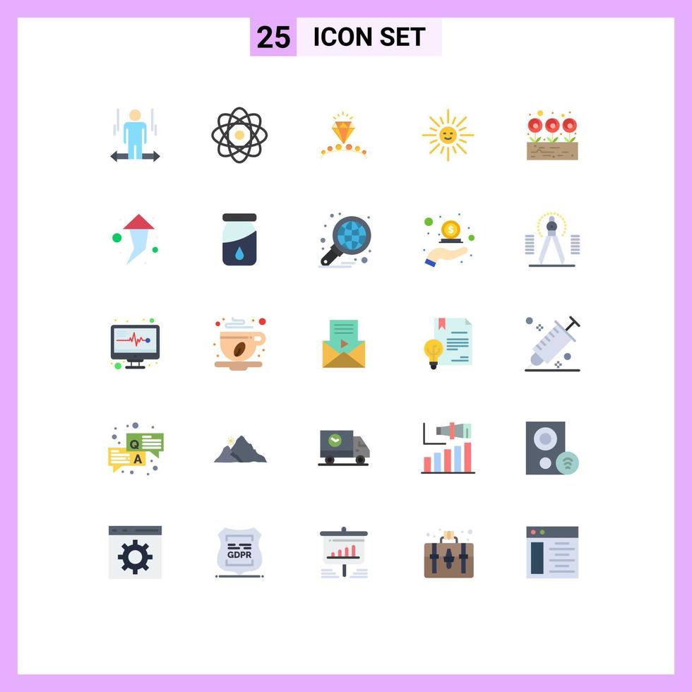 conjunto de 25 sinais de símbolos de ícones de interface do usuário modernos para elementos de design de vetores editáveis de brilho de sol de diamante de folha