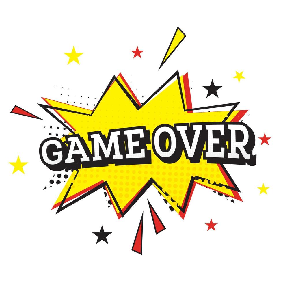 game Over. texto em quadrinhos no estilo pop art. vetor