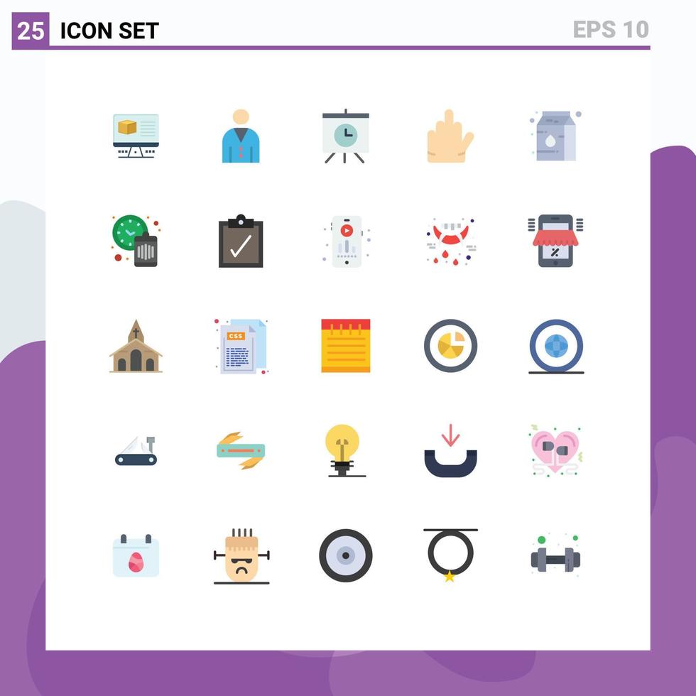 pacote de interface do usuário de 25 cores planas básicas de leite enlatado gesto de parada do usuário editável elementos de design vetorial vetor