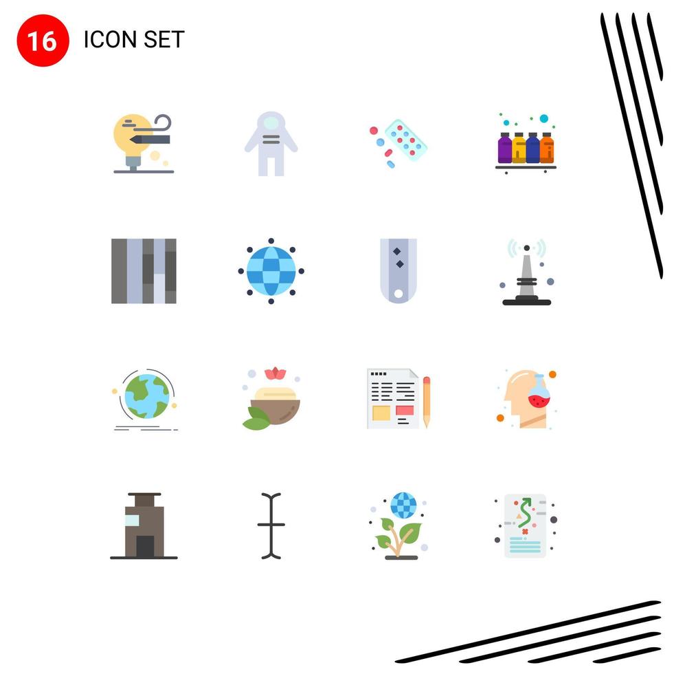 16 ícones criativos sinais modernos e símbolos de cores de cinta pacote editável de cor de impressão de comprimidos de elementos de design de vetores criativos