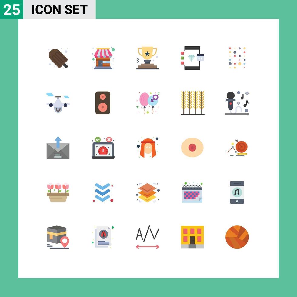 25 sinais universais de cores planas, símbolos de desenvolvimento, codificação, realização, troféu do navegador, elementos editáveis de design vetorial vetor