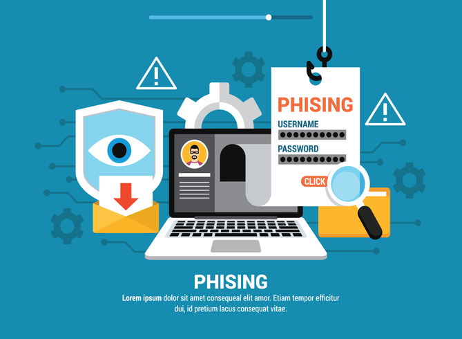 Phishing via Internet Illustration vetor