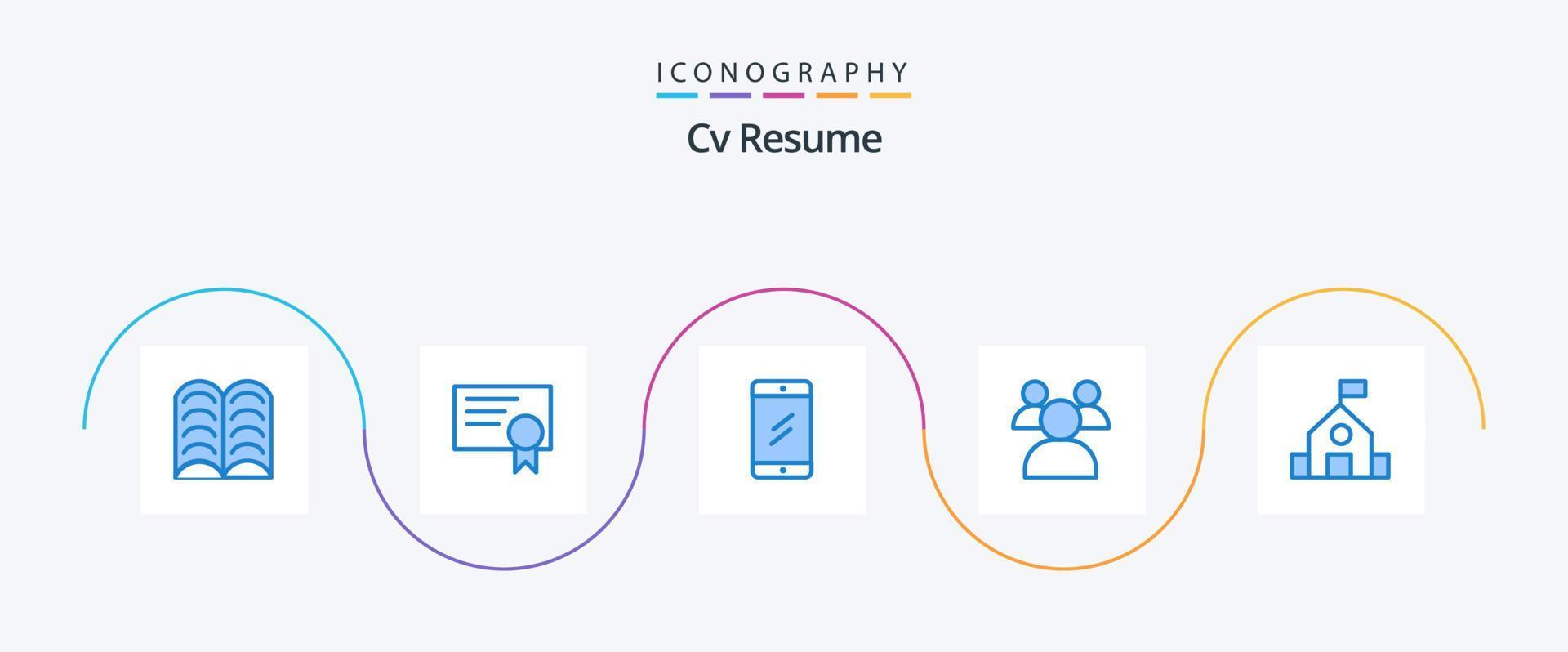 cv resume o pacote de ícones azul 5, incluindo . escola. Educação. aprender. professores vetor