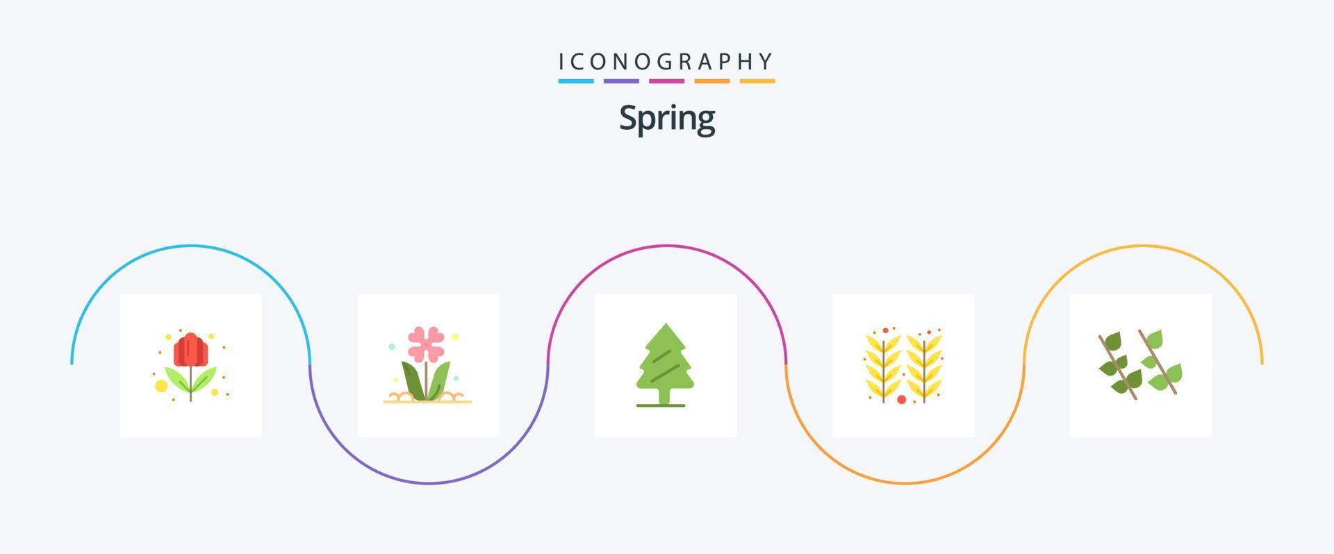 primavera plana 5 pacote de ícones incluindo folha. trigo. natureza. agricultura. agricultura vetor
