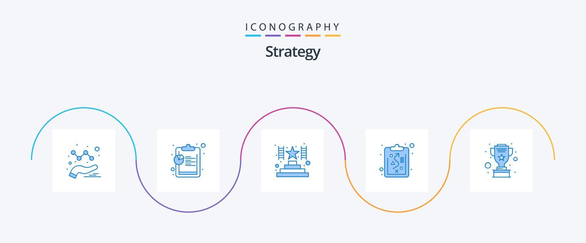 pacote de ícones de estratégia azul 5 incluindo . Estrela. prêmio. prata. prêmio vetor