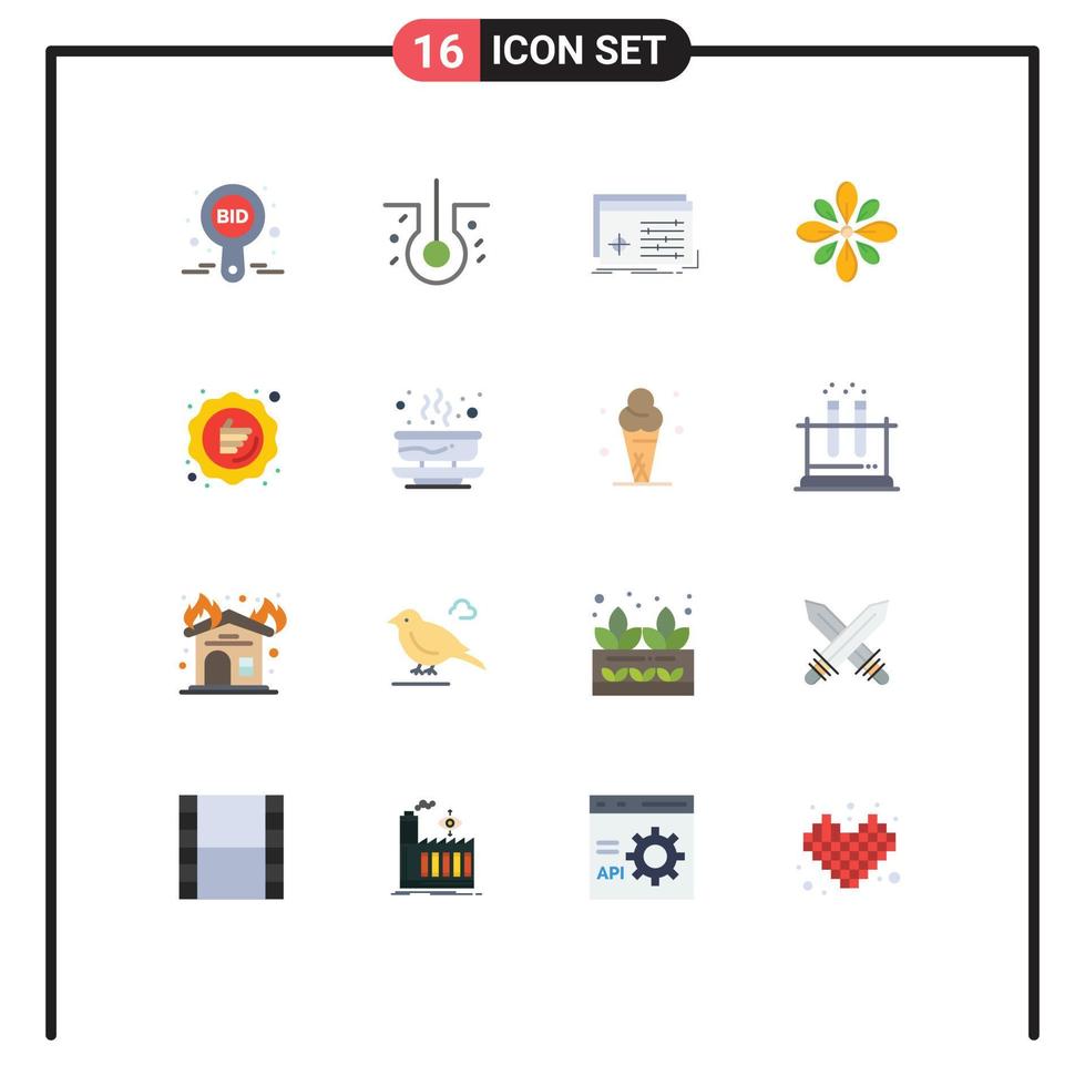 grupo de símbolos de ícone universal de 16 cores planas modernas de arquivo de decoração hindu decorar pacote editável de software de elementos de design de vetores criativos