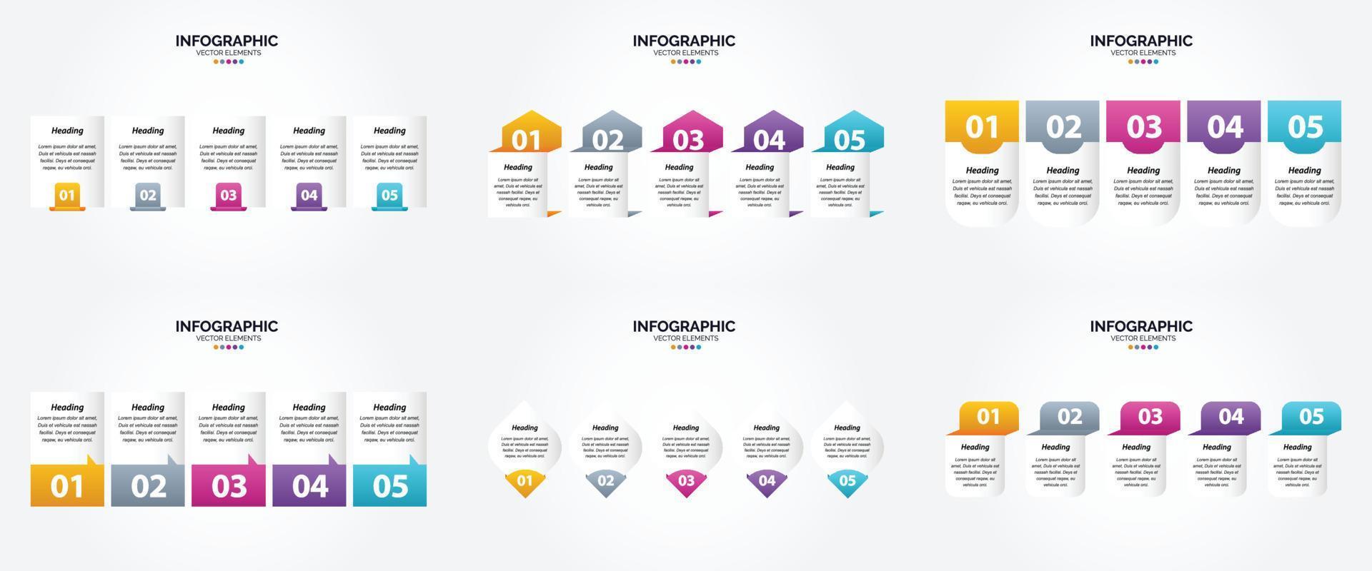 conjunto de design plano de infográficos de ilustração vetorial para folheto publicitário e revista vetor