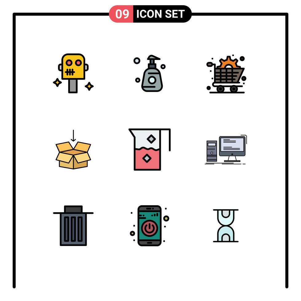 9 ícones criativos sinais modernos e símbolos de elementos de design vetoriais editáveis de seta educacional de bebida e comércio vetor