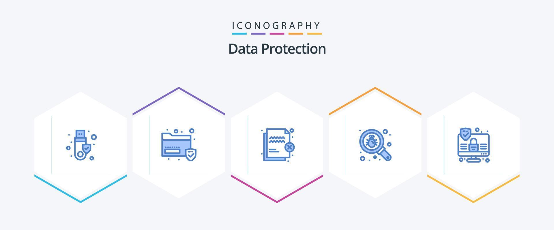 proteção de dados 25 pacote de ícones azul, incluindo computador. procurar. negar. achar. transferir vetor