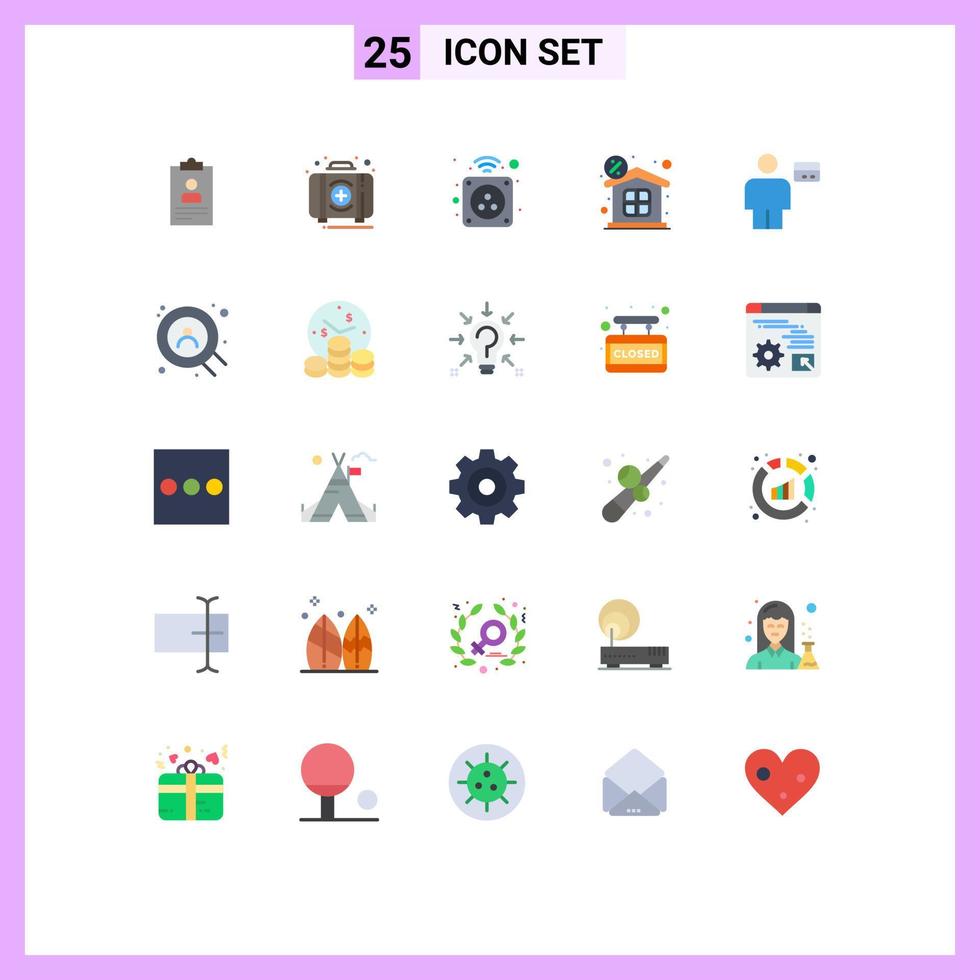 grupo de símbolos de ícones universais de 25 cores planas modernas de kit de desconto em dinheiro, elementos de design de vetores editáveis em casa