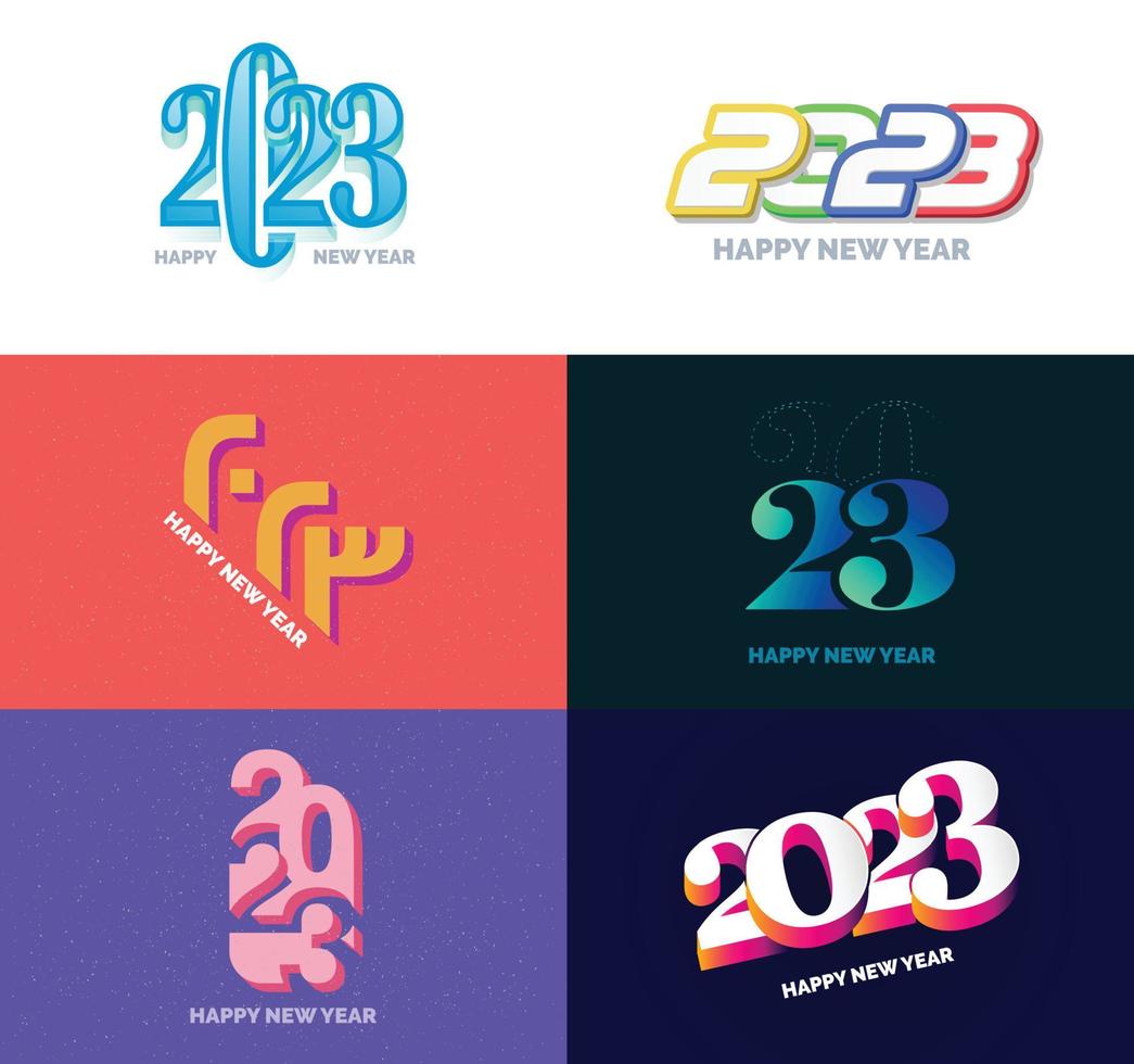 grande coleção de símbolos de feliz ano novo de 2023 capa de diário de negócios para 2023 com desejos vetor