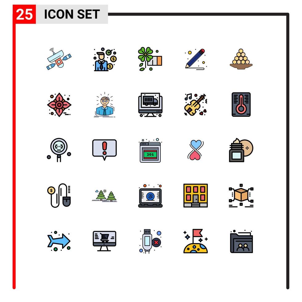 pacote de ícones vetoriais de estoque de 25 sinais e símbolos de linha para elementos de design vetoriais editáveis de lápis de finanças de delicadeza indiana vetor