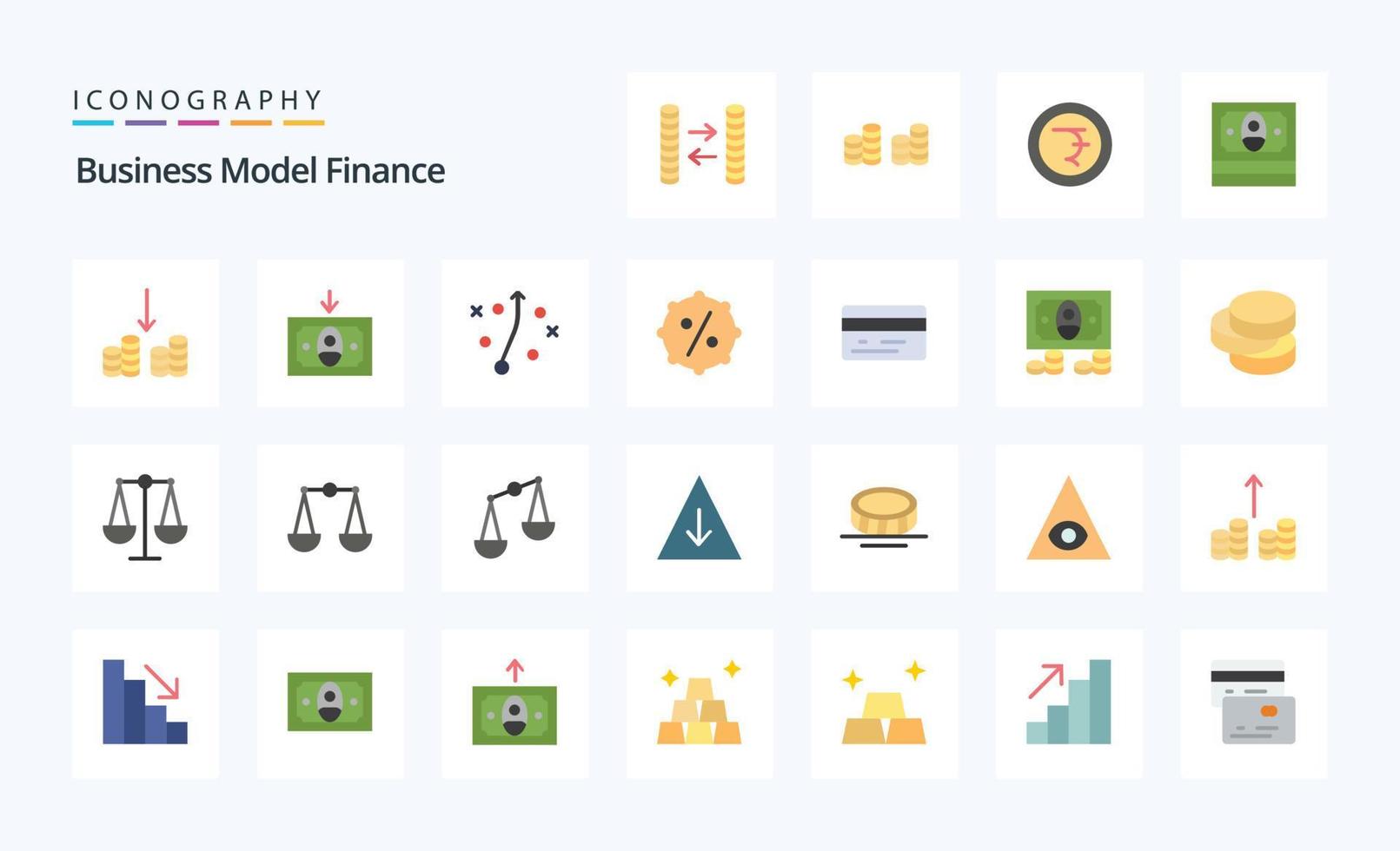 pacote de ícones de cores planas de 25 finanças vetor