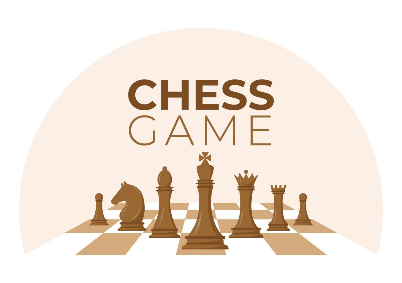 ilustração de tabuleiro de xadrez xadrez com peças em preto e branco para hobby ou torneio para banner da web em ilustração de modelos desenhados à mão de desenho animado vetor