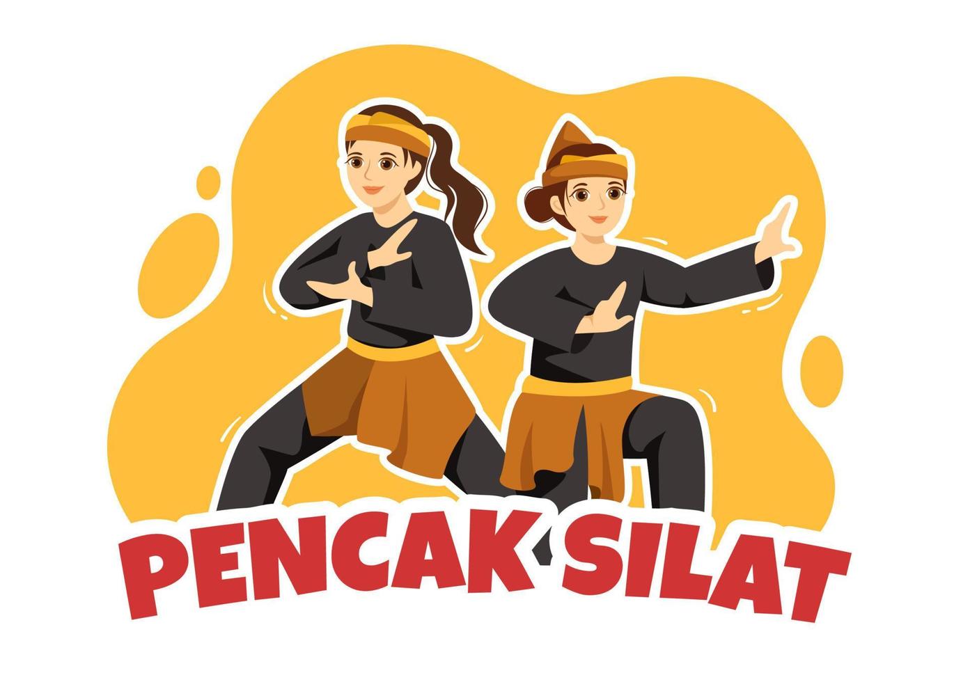 ilustração de esporte pencak silat com pessoas representam artista marcial da indonésia para banner da web ou página inicial em modelos desenhados à mão de desenhos animados planos vetor