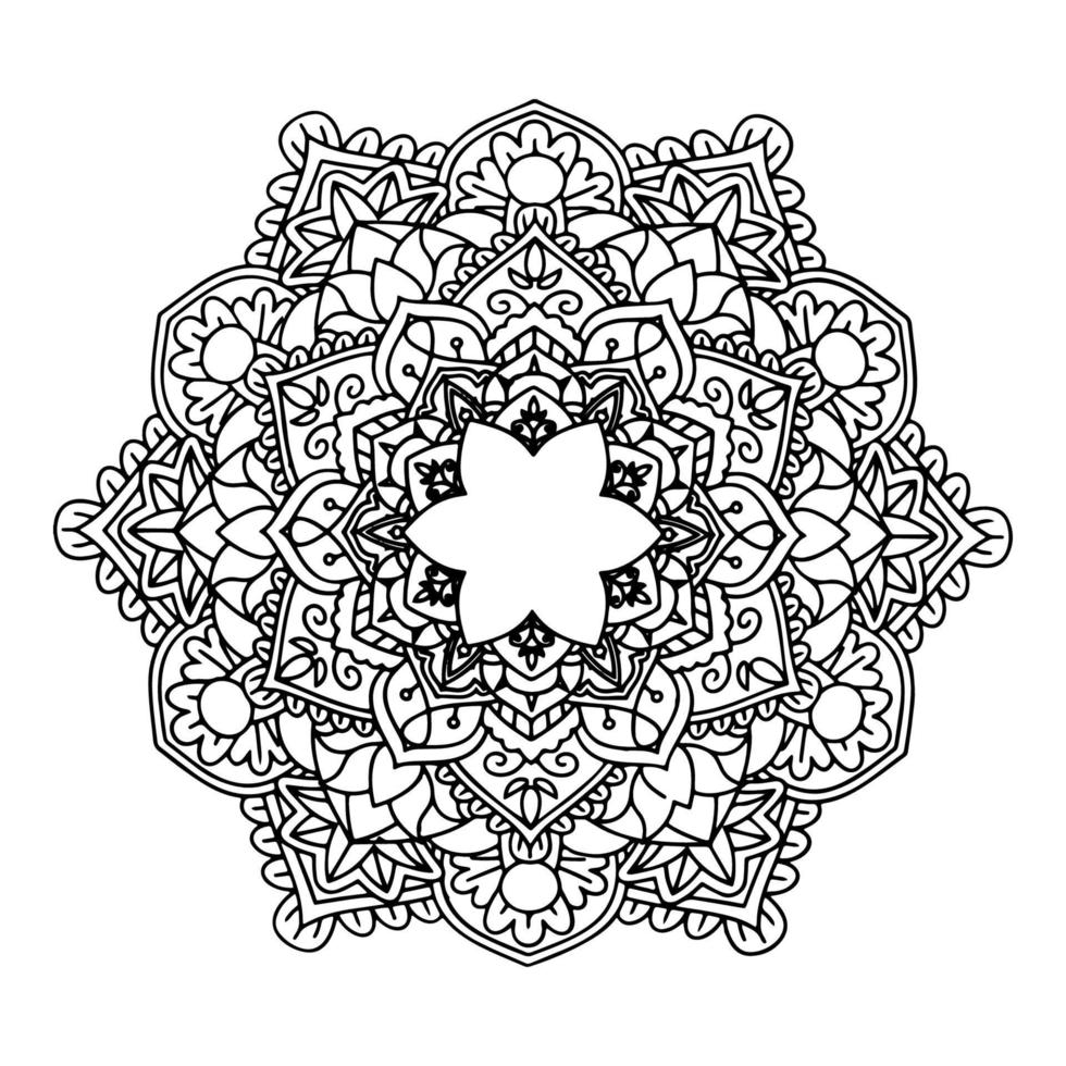 flor mandala. padrão circular em forma de mandala para henna, mehndi, tatuagem, decoração. desenho oriental, ideia para colorir. vetor