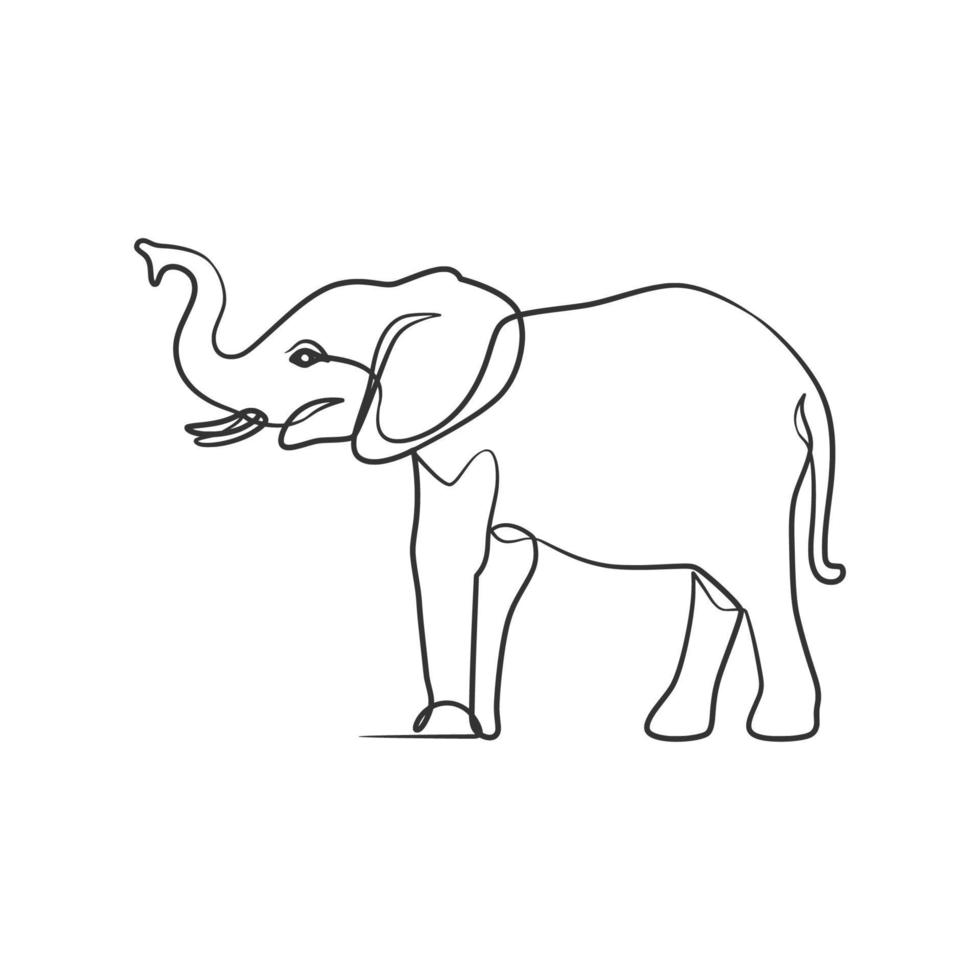 elefante em desenho de arte contínua de uma linha vetor