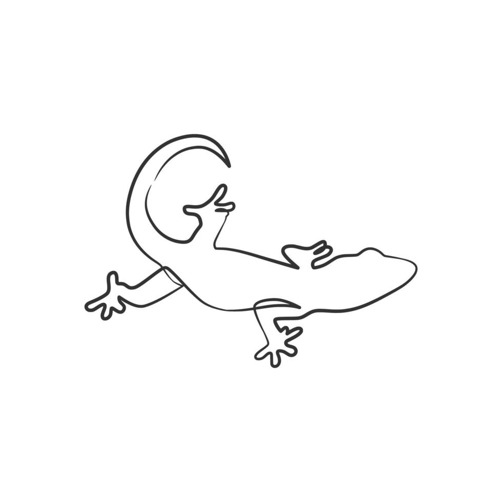desenho de arte de linha contínua de lagarto réptil vetor