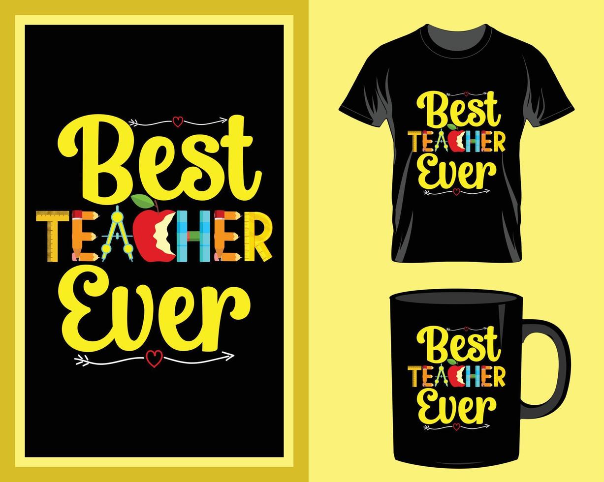 melhor professor de sempre camiseta de professor e vetor de design de caneca para item de impressão, vetor de citações de professor, tipografia de professor