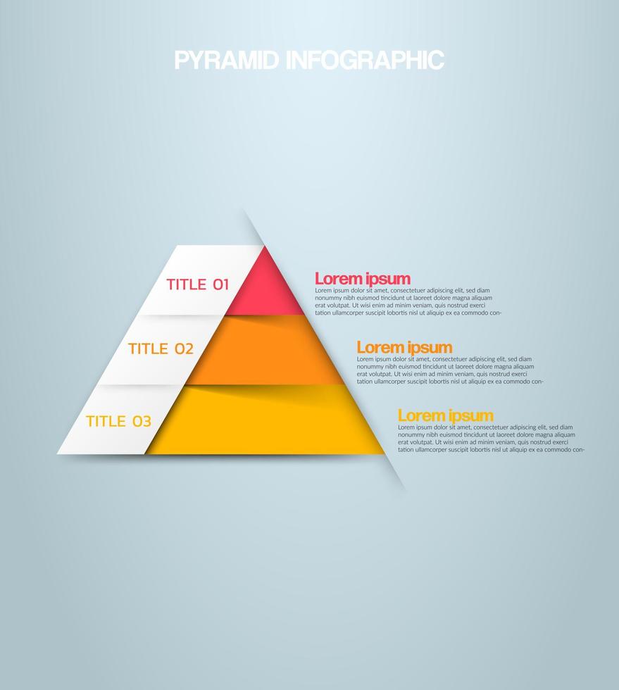 vetor de modelo infográfico de pirâmide com 5 listas, opções e diagrama de níveis. elemento de layout para apresentação, banner, brochura, etc. modelo de negócios de vetor para apresentação.