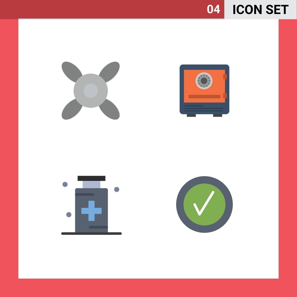 pacote de ícones planos de 4 símbolos universais de anatomia mais legal banco dinheiro saúde elementos de design de vetores editáveis