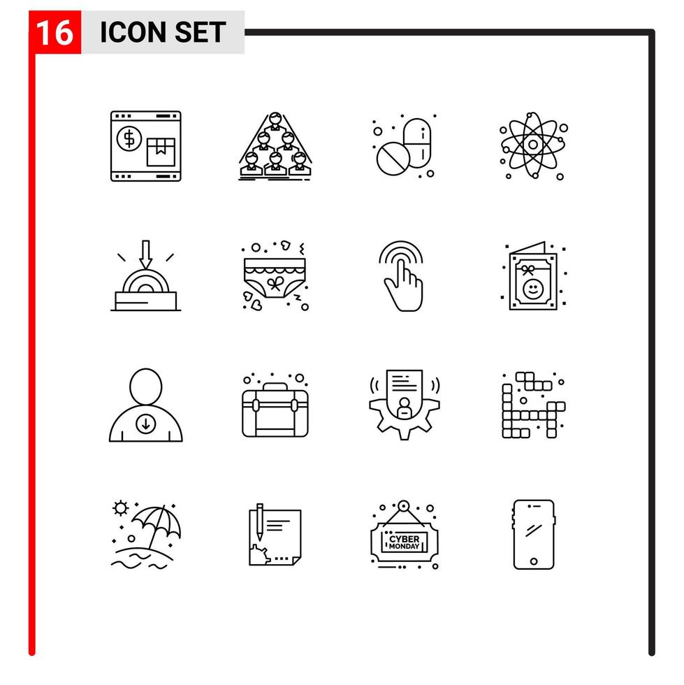 grupo de símbolos de ícone universal de 16 contornos modernos de elementos de design de vetor editável de tablet de partículas de negócios de molécula de negócios