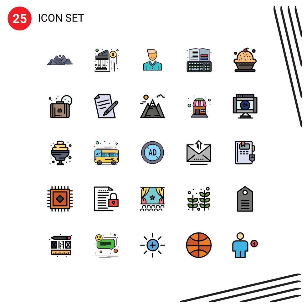 pacote de ícones vetoriais de estoque de 25 sinais e símbolos de linha para educação usuário dinheiro pessoa feliz elementos de design de vetores editáveis