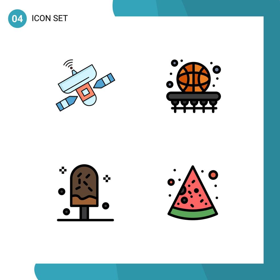4 ícones criativos, sinais modernos e símbolos de elementos de design de vetores editáveis de cesta de espaço de aprendizado de satélite