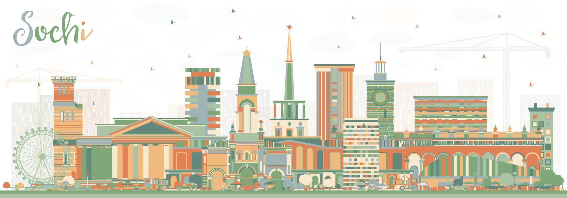 skyline da cidade de sochi rússia com edifícios de cor. vetor