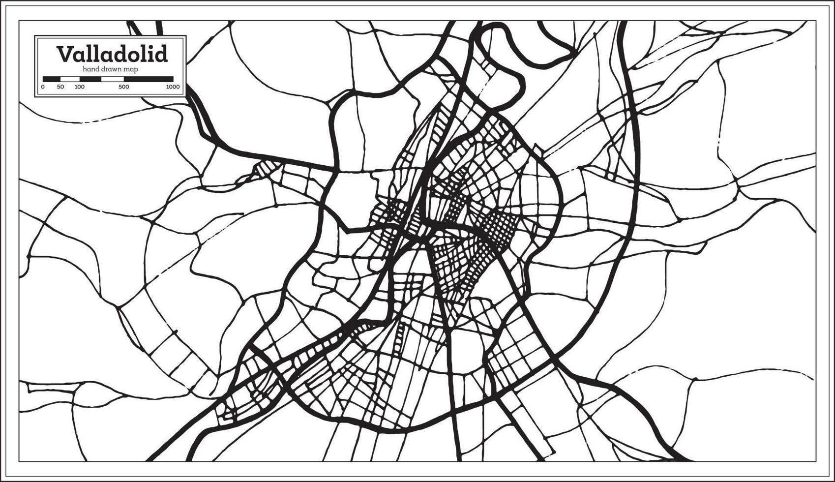 Mapa da cidade de Valladolid Espanha em estilo retrô. mapa de contorno. vetor
