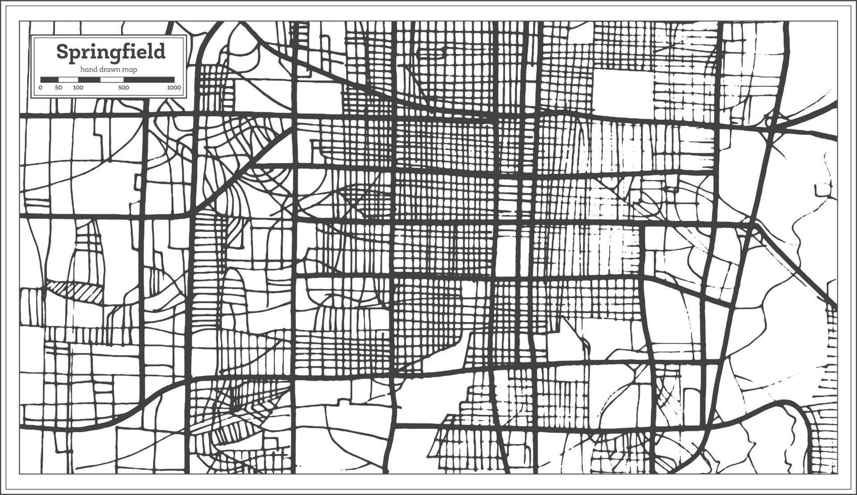 Mapa da cidade de Springfield EUA em estilo retrô. mapa de contorno. vetor