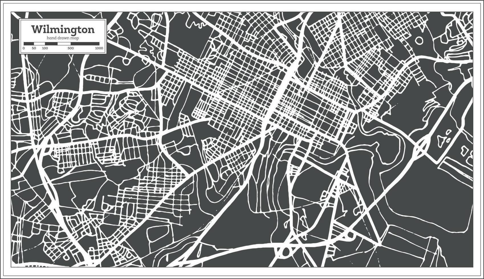 Wilmington EUA mapa da cidade em estilo retrô. mapa de contorno. vetor