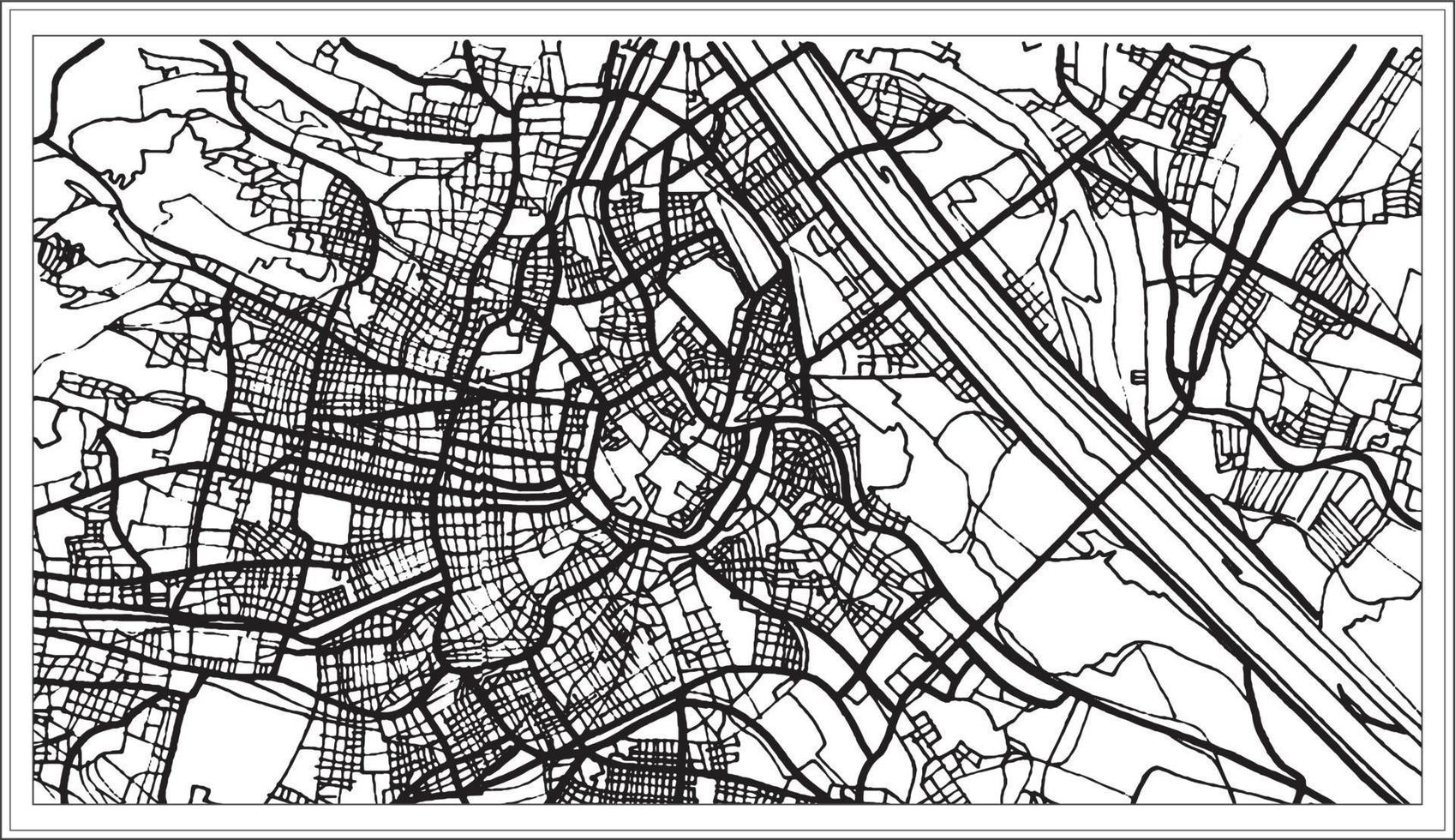 Mapa de Viena Áustria na cor preto e branco. vetor