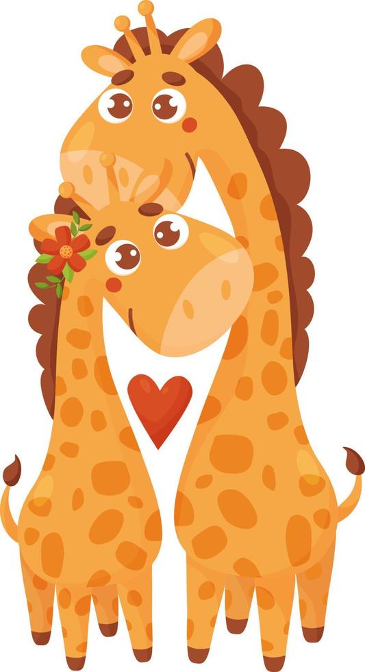 girafas bonitos no amor vetor