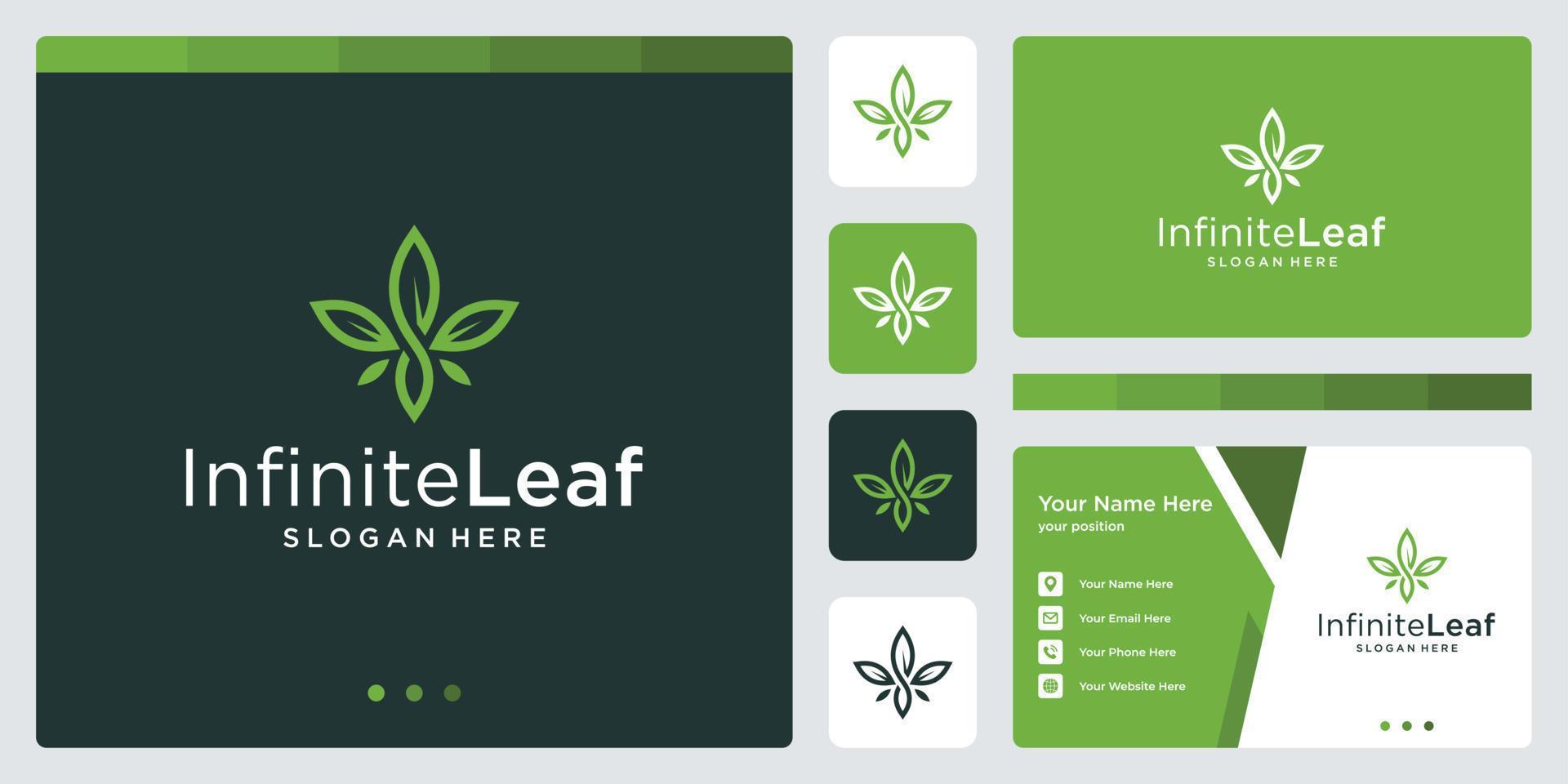 logotipos inspiradores de plantas com flores e infinitas formas de logotipo. design de cartão de visita vetor