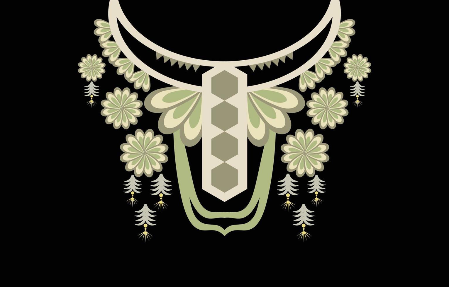 colar padrão étnico geométrico tradicional. design de bordado tribal para mulheres da moda. camisa e padrão de decoração de roupas. ilustração vetorial em fundo preto. vetor